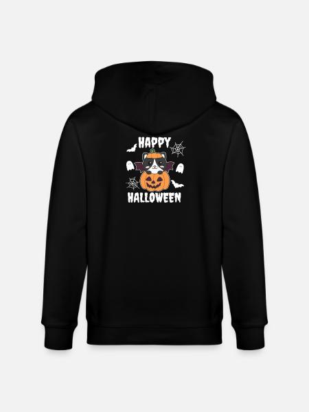 Cat Happy Halloween Pumpkin Bat Costume - Stanley/Stella CULTIVATOR  Unisex Organic Hooded Jacket - black