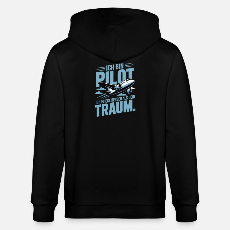 Pilot Geschenkidee - Stanley/Stella Unisex Bio-Kapuzenjacke CULTIVATOR  - Schwarz