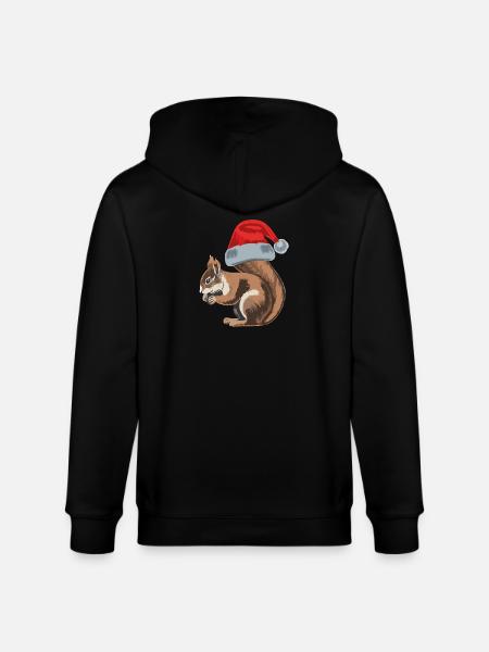 Cute squirrel with Santa hat - Stanley/Stella CULTIVATOR  Unisex Organic Hooded Jacket - black