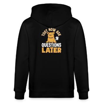 Öffentlicher Pfurz Lustig Unangemessen - Stanley/Stella Unisex Bio-Kapuzenjacke CULTIVATOR  - Schwarz - Hinten - Anna (173cm)