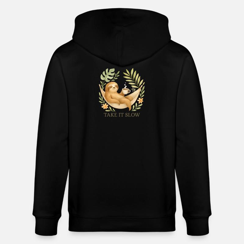  Take It Slow – Faultier im Boho-Stil - Stanley/Stella Unisex Bio-Kapuzenjacke CULTIVATOR  - Schwarz