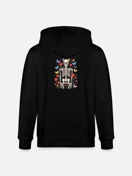 Squelette Papillon Fleuriste Floral Halloween - Veste à capuche bio CULTIVATOR Stanley/Stella Unisexe - noir