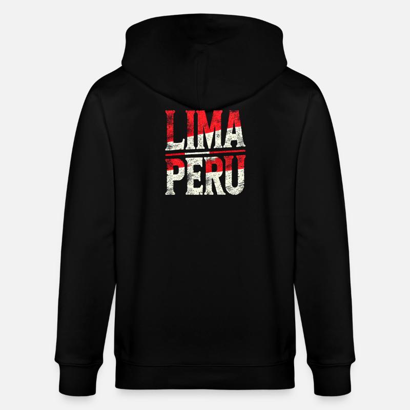 Lettrage rétro de Lima, Pérou - Veste à capuche bio CULTIVATOR Stanley/Stella Unisexe - noir