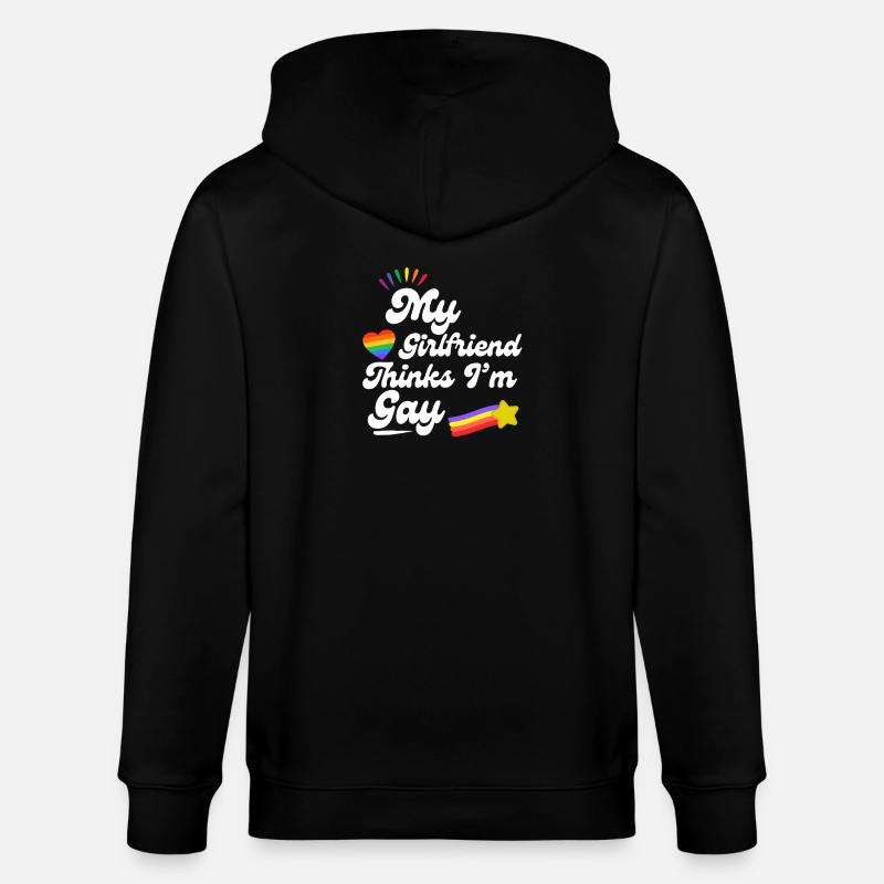 Regenbogen Pride Herz Andenken Design - Stanley/Stella Unisex Bio-Kapuzenjacke CULTIVATOR  - Schwarz