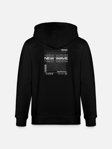 New Wave music Line Abstract Design - Stanley/Stella CULTIVATOR  Unisex Organic Hooded Jacket - black