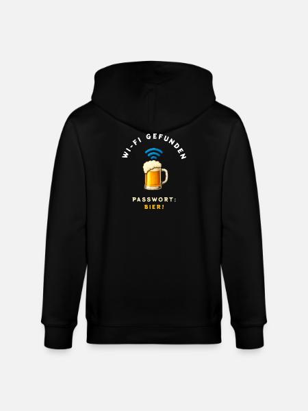 WiFi Beer Funny Design - Stanley/Stella CULTIVATOR Unisex Organic Hooded Jacket - black