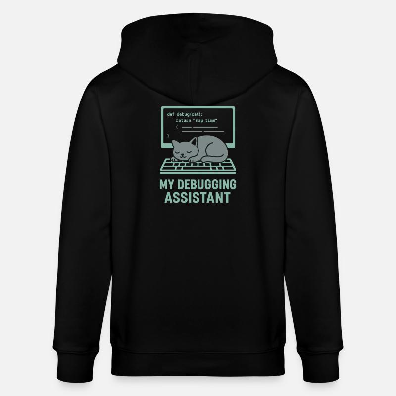 My Debugging Assistant Cat - Stanley/Stella CULTIVATOR  Unisex Organic Hooded Jacket - black