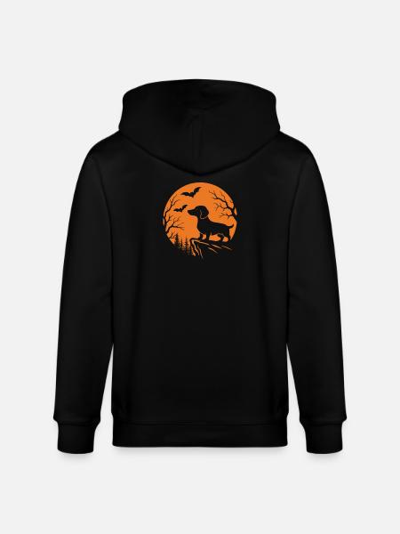 Weiner Dog Moon Spooky Halloween Dachshund - Stanley/Stella CULTIVATOR Unisex Organic Hooded Jacket - black