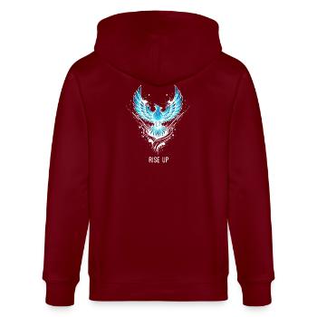 Rise Up Phoenix Glowing Fantasy Motif - Stanley/Stella CULTIVATOR  Unisex Organic Hooded Jacket - burgundy - Back - Anna (173cm)