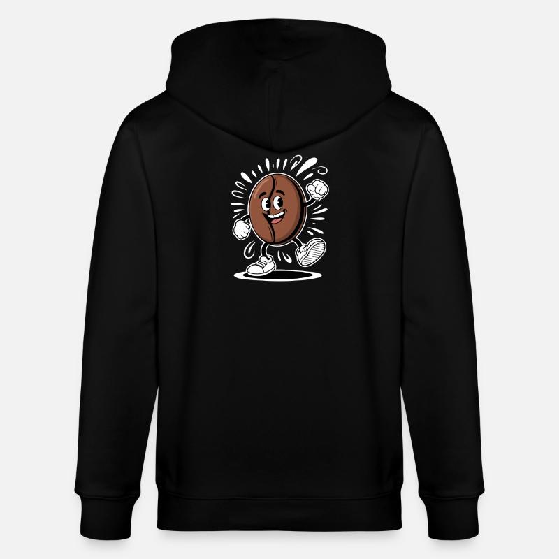 Café Dancing Grain Dessin Animé Café - Veste à capuche bio CULTIVATOR Stanley/Stella Unisexe - noir