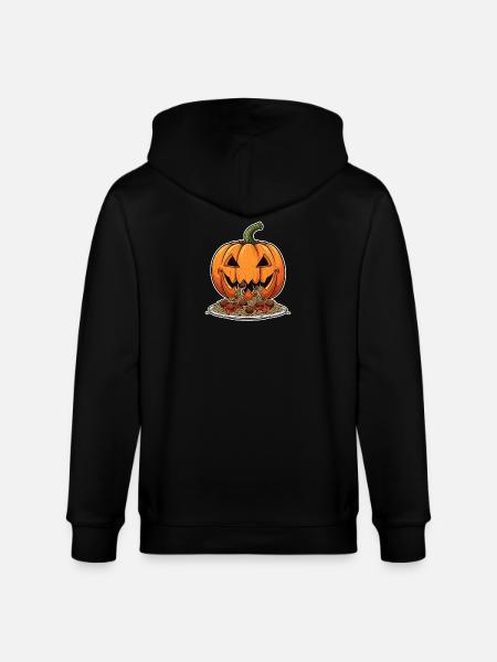Halloween Pumpkin Head with Spaghetti - Stanley/Stella CULTIVATOR  Unisex Organic Hooded Jacket - black