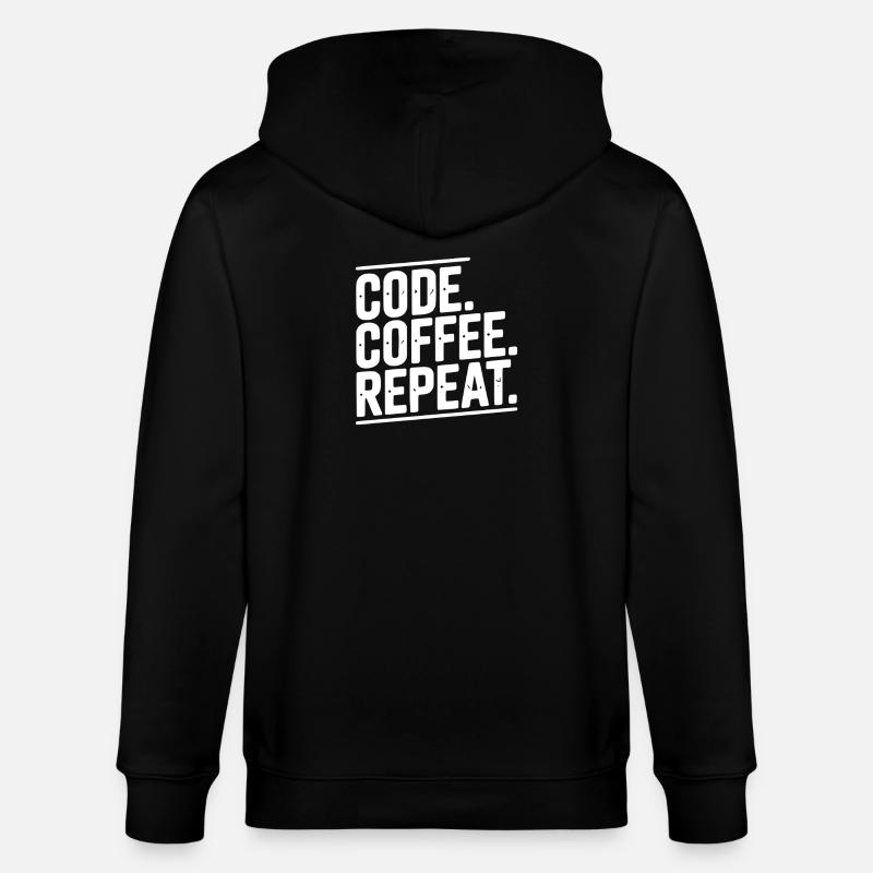 Code Coffee Repeat - Stanley/Stella CULTIVATOR  Unisex Organic Hooded Jacket - black