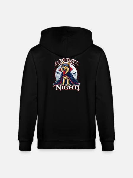 Vampire Dog Fang-tastic Halloween Night - Stanley/Stella CULTIVATOR Unisex Organic Hooded Jacket - black