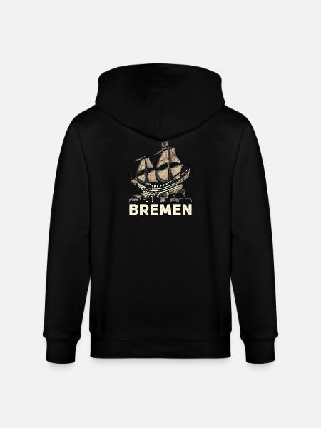 Historic Bremen Hanseatic Cog - Stanley/Stella CULTIVATOR Unisex Organic Hooded Jacket - black