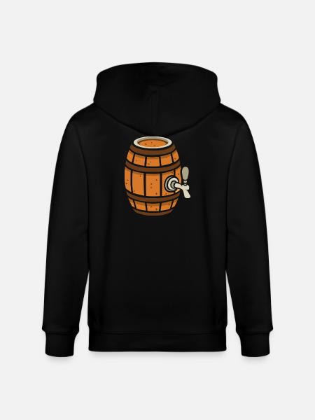 Rustic Beer Barrel Cartoon - Stanley/Stella CULTIVATOR Unisex Organic Hooded Jacket - black