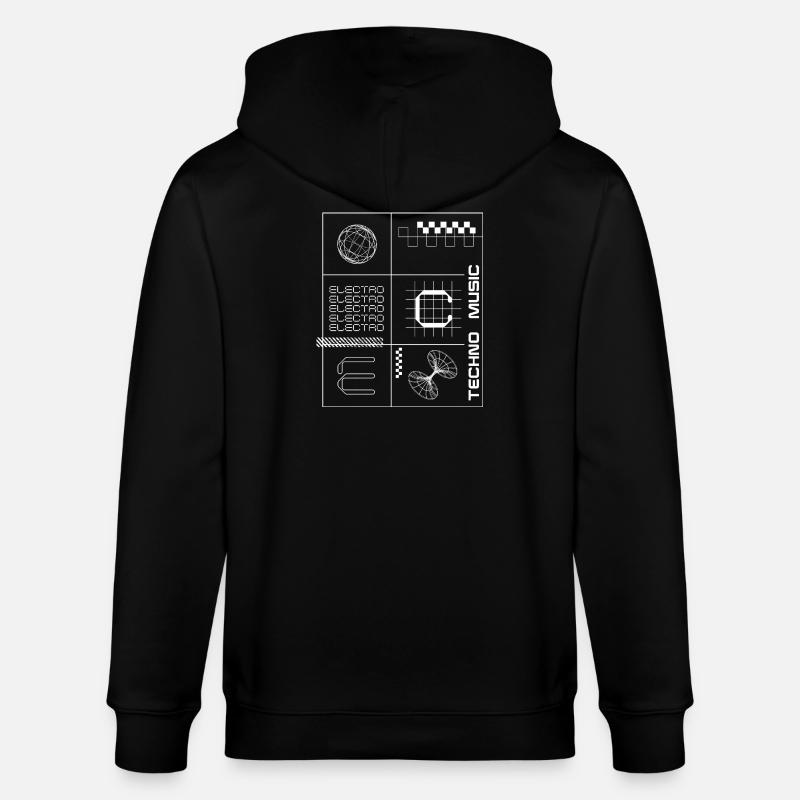 Geometrisches Elecotro Tech Grid Retro Poster - Stanley/Stella Unisex Bio-Kapuzenjacke CULTIVATOR  - Schwarz