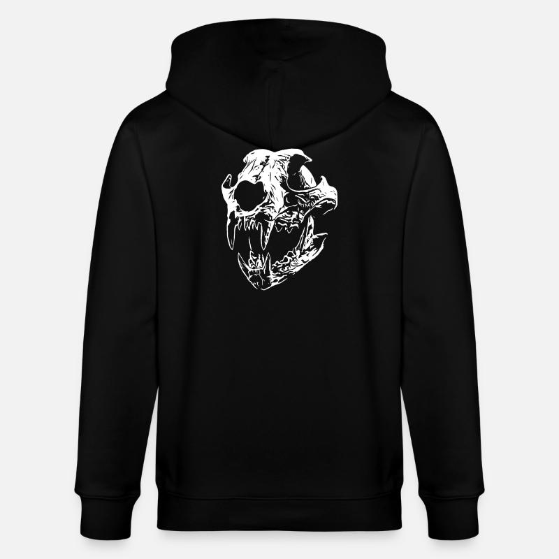 Smilodon skull with sharp teeth - Stanley/Stella CULTIVATOR Unisex Organic Hooded Jacket - black