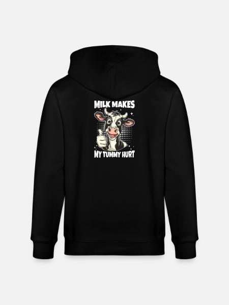 Lactose Intolerant Cow Saying - Stanley/Stella CULTIVATOR Unisex Organic Hooded Jacket - black