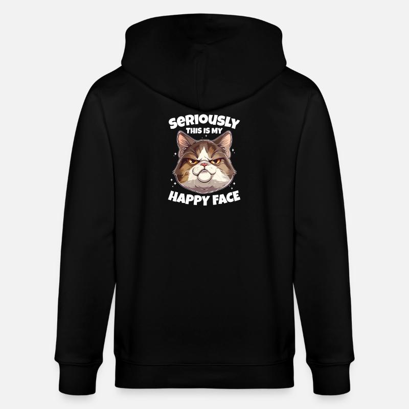 Drôle de chat visage heureux - Veste à capuche bio CULTIVATOR Stanley/Stella Unisexe - noir