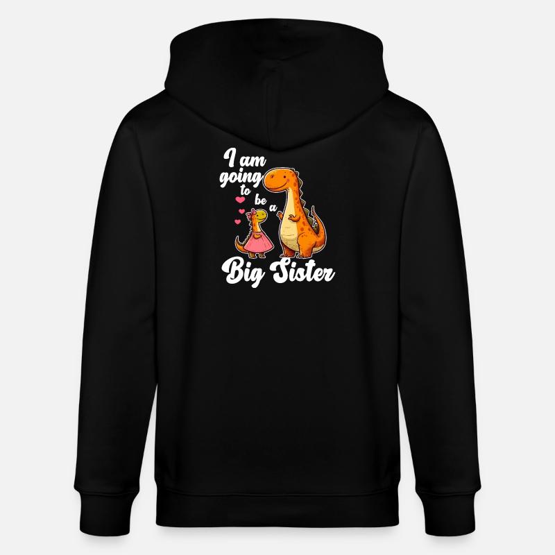 Werde eine große Schwester Dino - Stanley/Stella Unisex Bio-Kapuzenjacke CULTIVATOR - Schwarz