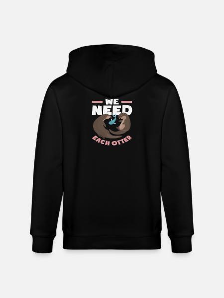 Sea Otter We Need Every Otter - Stanley/Stella CULTIVATOR Unisex Organic Hooded Jacket - black