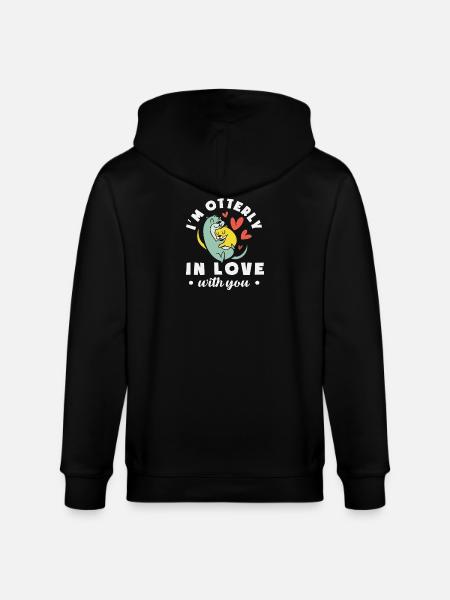 Seeotter Cartoon Verliebt - Stanley/Stella Unisex Bio-Kapuzenjacke CULTIVATOR  - Schwarz