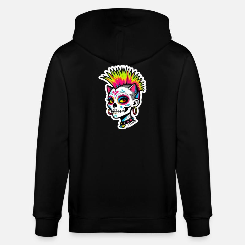 Punk Neon Totenschädel - Stanley/Stella Unisex Bio-Kapuzenjacke CULTIVATOR  - Schwarz