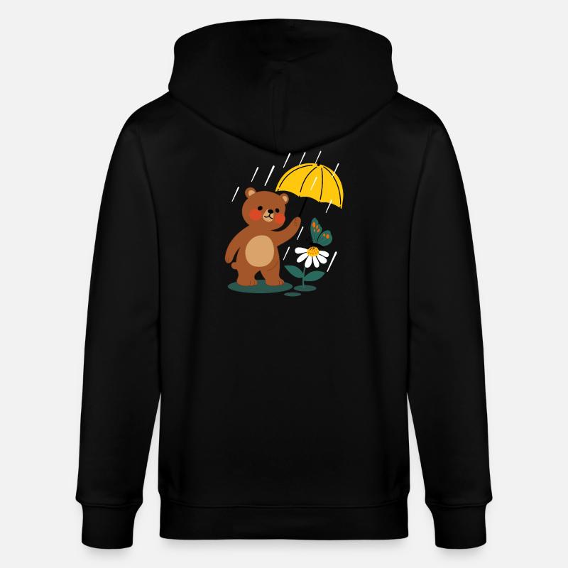  Bär mit regenschirm - Stanley/Stella Unisex Bio-Kapuzenjacke CULTIVATOR  - Schwarz