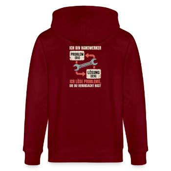 Handwerker Problemlöser Spruch - Stanley/Stella Unisex Bio-Kapuzenjacke CULTIVATOR  - Burgunderrot - Hinten - Anna (173cm)