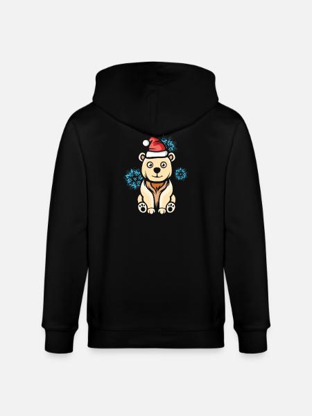 Christmas Polar Bear with Snowflakes - Stanley/Stella CULTIVATOR  Unisex Organic Hooded Jacket - black