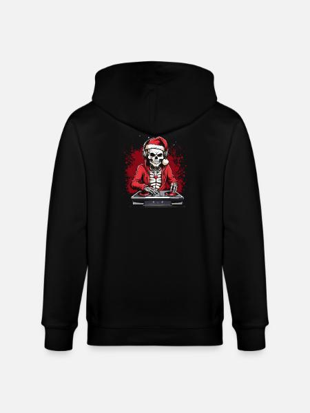 X-mas Skull Dj - Stanley/Stella CULTIVATOR Unisex Organic Hooded Jacket - black