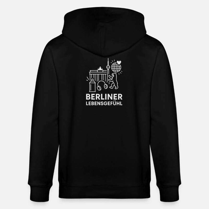 Berliner Lebensgefühl Emblem - Stanley/Stella Unisex Bio-Kapuzenjacke CULTIVATOR  - Schwarz