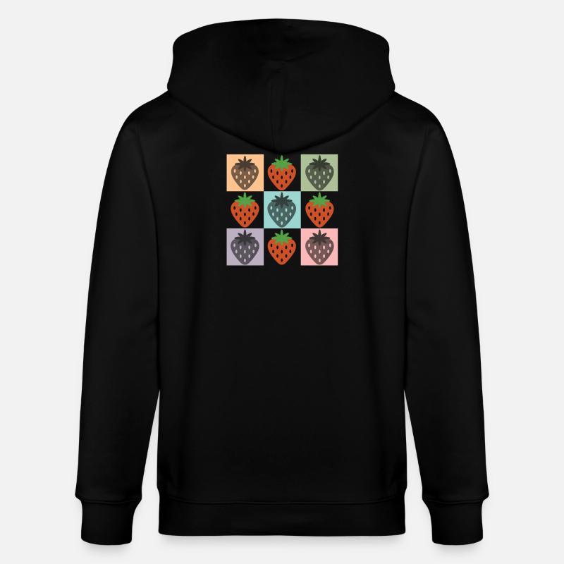 Pastellfarbenes Erdbeergitter Chekered Erdbeere - Stanley/Stella Unisex Bio-Kapuzenjacke CULTIVATOR  - Schwarz