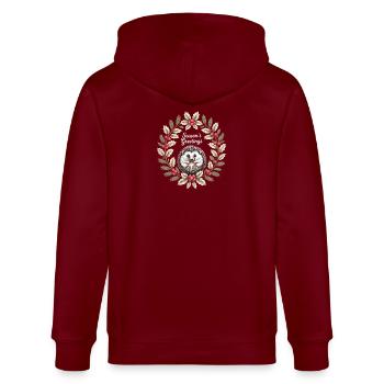 Seasons Greetings Hedgehog Christmas Wreath Winter - Stanley/Stella CULTIVATOR  Unisex Organic Hooded Jacket - burgundy - Back - Anna (173cm)