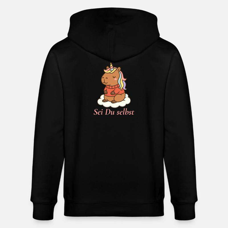 Sei Du selbst – Capybara Einhorn 🌈 - Stanley/Stella Unisex Bio-Kapuzenjacke CULTIVATOR - Schwarz