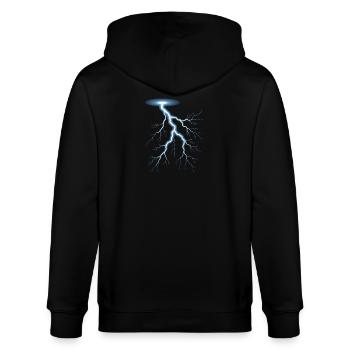 Blitz Blitzschlag Gewitter Strom Sturm - Stanley/Stella Unisex Bio-Kapuzenjacke CULTIVATOR  - Schwarz - Hinten - Anna (173cm)