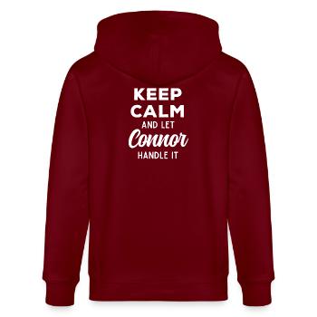 Keep Calm Let Connor Fix This Funny Saying - Stanley/Stella CULTIVATOR  Unisex Organic Hooded Jacket - burgundy - Back - Anna (173cm)