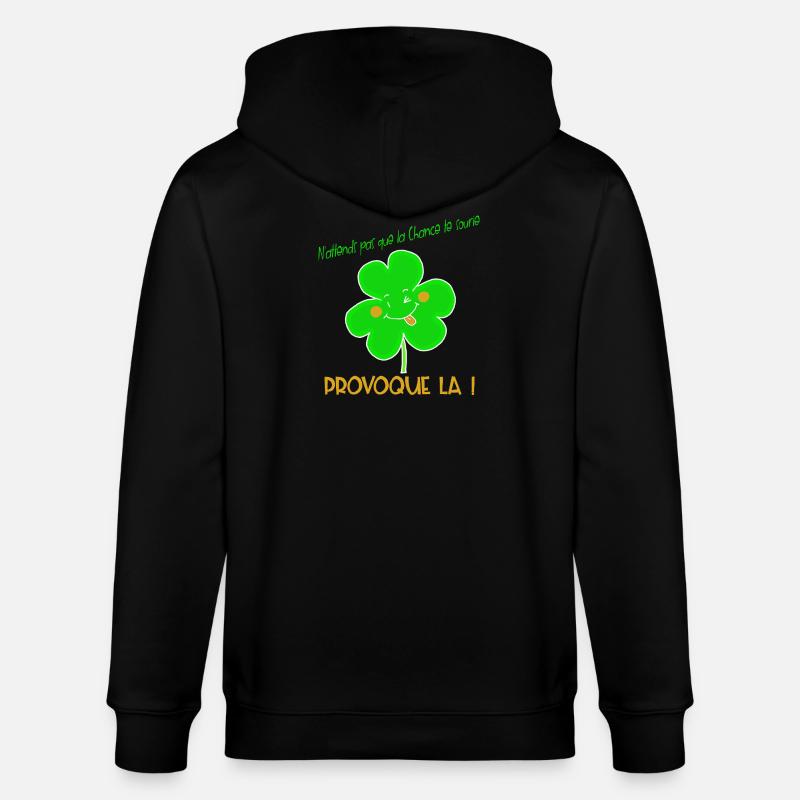 Trèfle Provoque la Chance Joyeuse - Veste à capuche bio CULTIVATOR Stanley/Stella Unisexe - noir