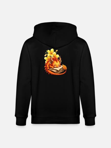 Sleepy Dragon im Herbstbuch - Stanley/Stella Unisex Bio-Kapuzenjacke CULTIVATOR - Schwarz