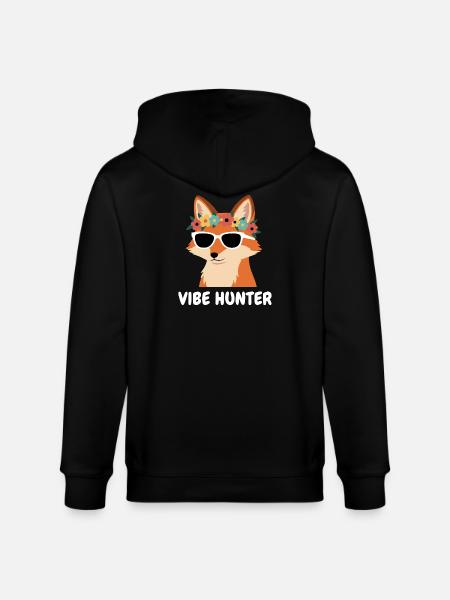 Vibe Hunter Fuchs mit Blumenkranz - Stanley/Stella Unisex Bio-Kapuzenjacke CULTIVATOR  - Schwarz