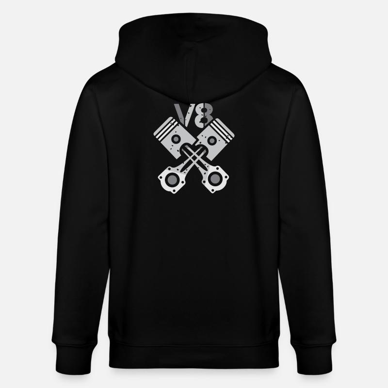 V8 Engine Piston – Mechanic Power Design - Stanley/Stella CULTIVATOR  Unisex Organic Hooded Jacket - black