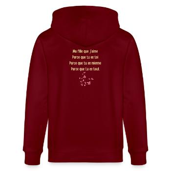 Bedingungslose Liebe für meine Tochter - Stanley/Stella Unisex Bio-Kapuzenjacke CULTIVATOR  - Burgunderrot - Hinten - Anna (173cm)