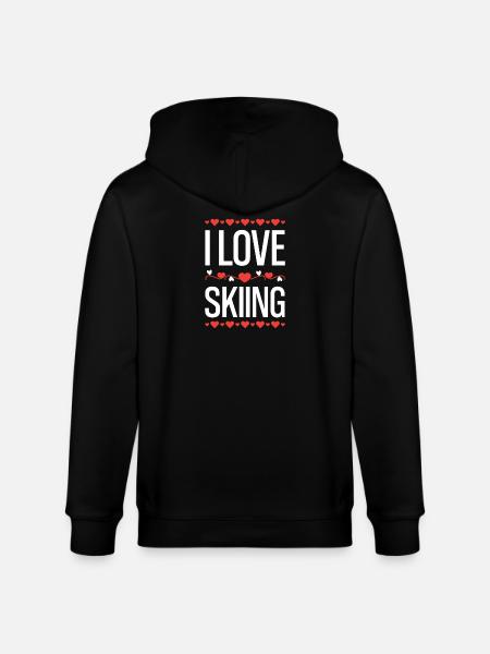 I Love Skiing Herzensdesign - Stanley/Stella Unisex Bio-Kapuzenjacke CULTIVATOR - Schwarz