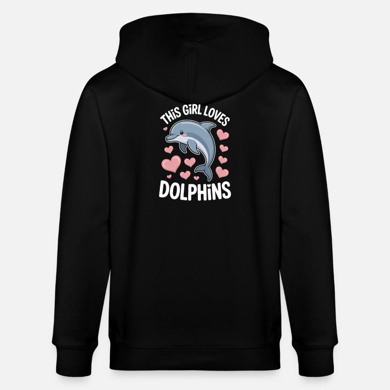 Delfin Spruch Mädchen Lustiges Delfin Geschenk - Stanley/Stella Unisex Bio-Kapuzenjacke CULTIVATOR  - Schwarz