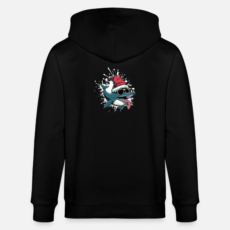 Baleine Noël Drôle - Veste à capuche bio CULTIVATOR Stanley/Stella Unisexe - noir