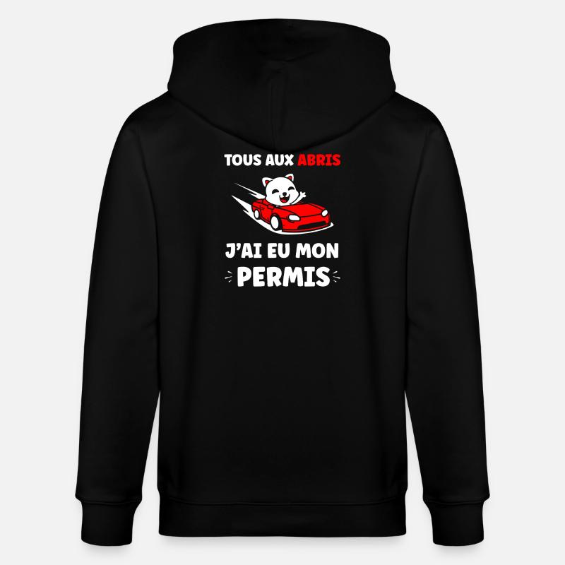 Panda in Red Cabrio Allowed - Stanley/Stella CULTIVATOR  Unisex Organic Hooded Jacket - black