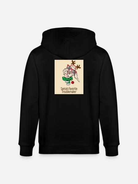 Santa's Favorite Troublemaker – Funny Dog - Stanley/Stella CULTIVATOR  Unisex Organic Hooded Jacket - black