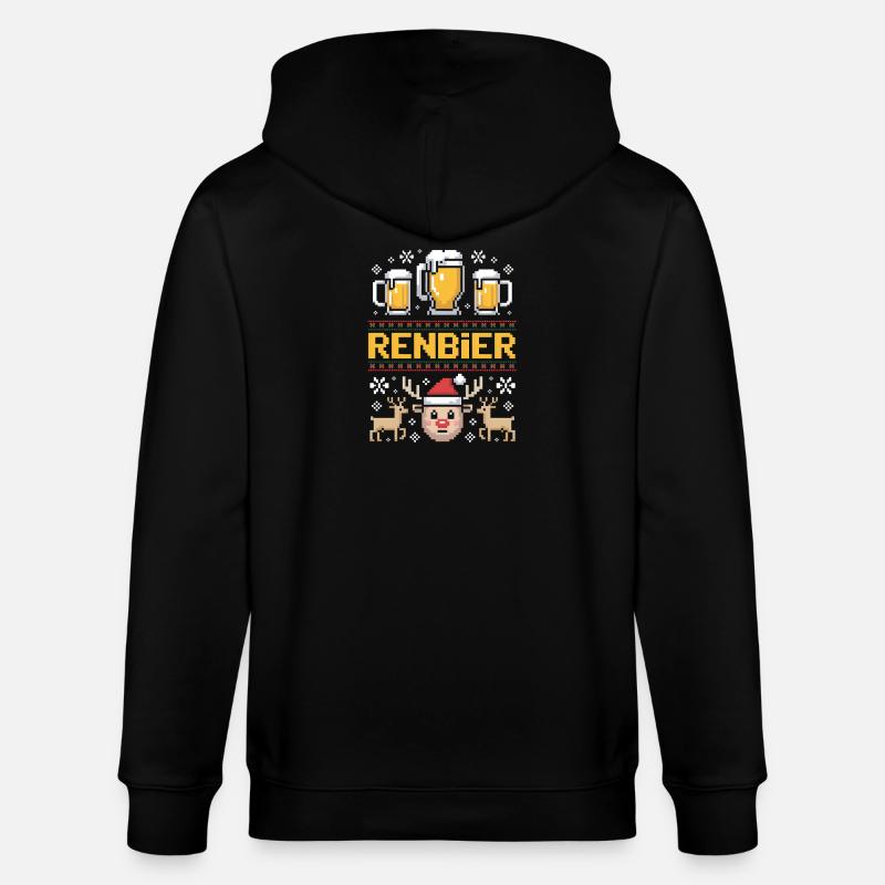 Pull moche Noël bière renne trio - Veste à capuche bio CULTIVATOR Stanley/Stella Unisexe - noir
