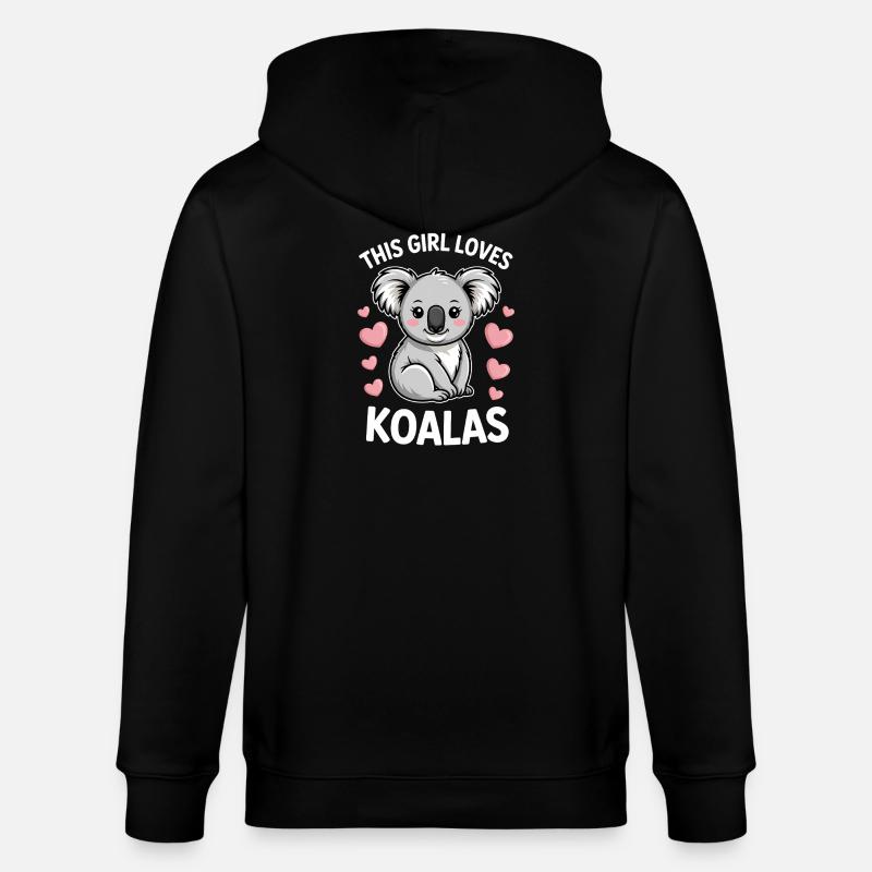 Koala Spruch Mädchen Lustiges Koala Geschenk - Stanley/Stella Unisex Bio-Kapuzenjacke CULTIVATOR  - Schwarz