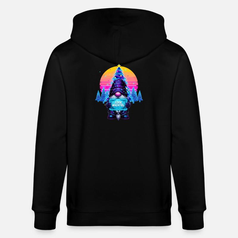 Cyberpunk Code Gnome - Synthwave Noël Nerd - Veste à capuche bio CULTIVATOR Stanley/Stella Unisexe - noir